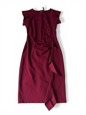 Miusol Elegant Burgundy Ruffle Sheath Dress - Women's  NWT- S